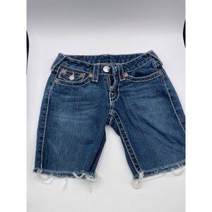 True Religion Girls Joey Big T Denim Cut Off Shorts Girl Size 25